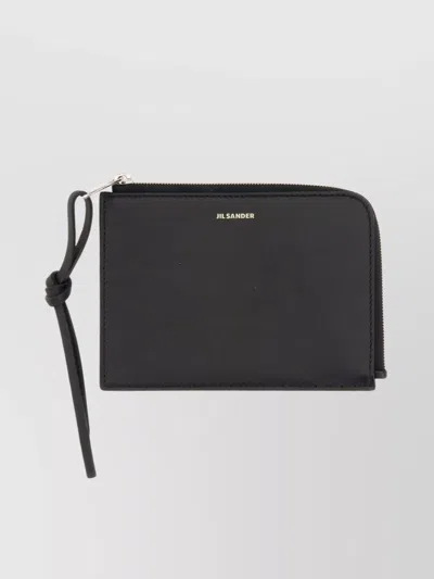 Jil Sander Logo Wrist Strap Wallet In Black