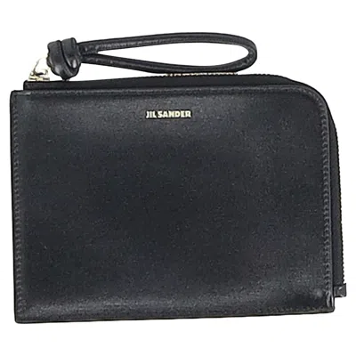 Jil Sander Logo Zipped Coin Purse In Black Leather