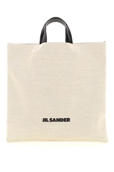 Jil Sander Logoed Tote Bag In White