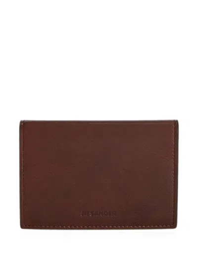 Jil Sander Logo-embossed Card Holder In Brown