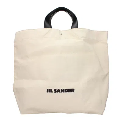 Jil Sander Logo-embroidered Canvas Tote Bag In Beige