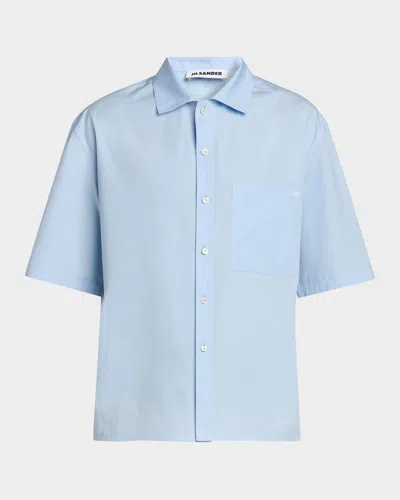 Jil Sander Logo-embroidered Cotton Poplin Shirt In Multi