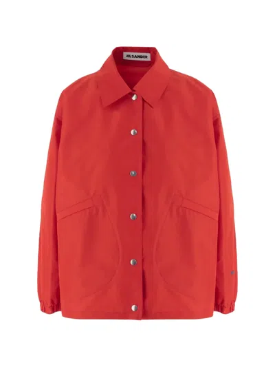 Jil Sander Logo-embroidered Jacket In Red