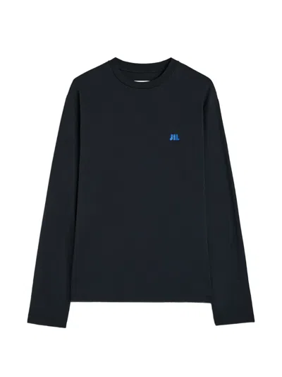 Jil Sander Logo-embroidered Long-sleeves Sweatshirt In Blue