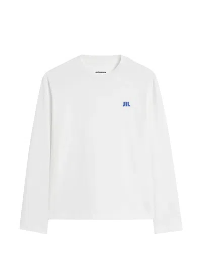 Jil Sander Logo-embroidered Long-sleeves T-shirt In White