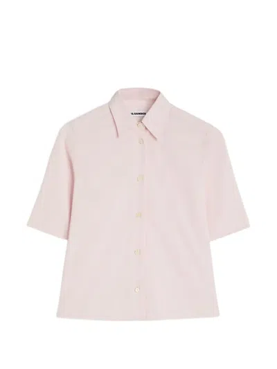 Jil Sander Logo-embroidered Poplin Shirt In Pink