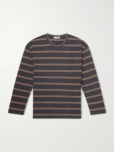 Jil Sander Logo-embroidered Striped Cotton-jersey T-shirt In Animal Print