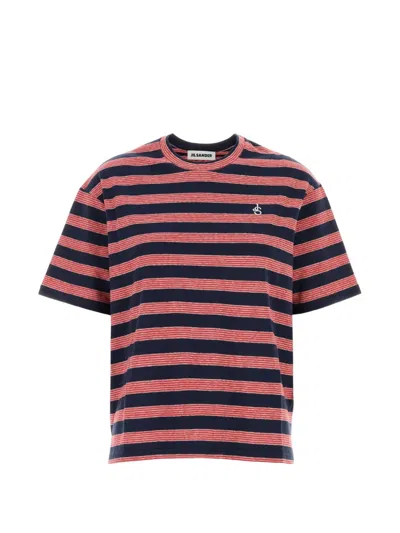 Jil Sander Loogo-embroidered Striped Cotton T-shirt In Multi