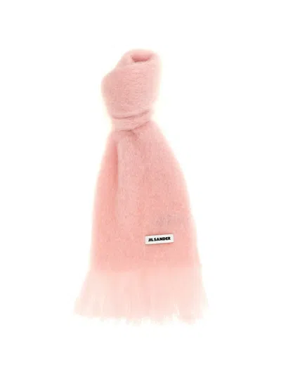 JIL SANDER LOGO-PATCH FRINGED SCARF