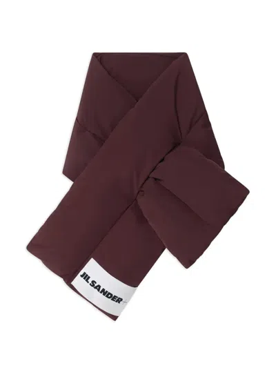 Jil Sander Padded Rectangular Scarf Featuring Logo Detail In Burgundy