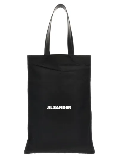 Jil Sander Logo-print Canvas Tote Bag In Black