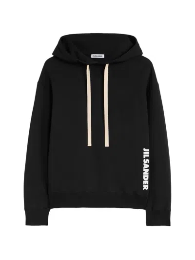 Jil Sander Logo-print Cotton Hoodie In Black