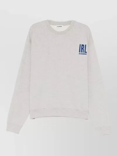 Jil Sander Logo-print Cotton Long-sleeve Crew-neck Sweatshirt In Gray