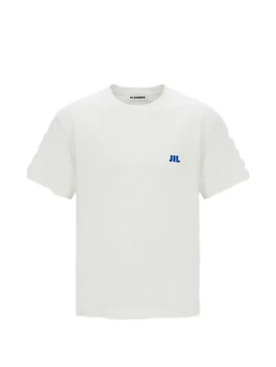 Jil Sander Cotton Crewneck T-shirt With Contrast Logo On Chest In White