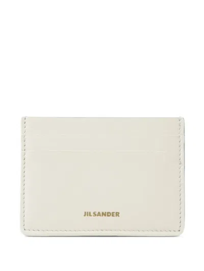 Jil Sander Logo-print Grained Leather Cardholder In Neutral