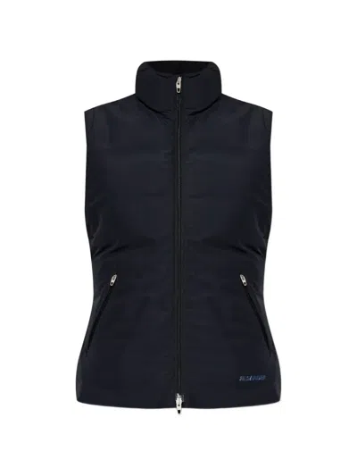 Jil Sander Logo-print High-neck Gilet In Black