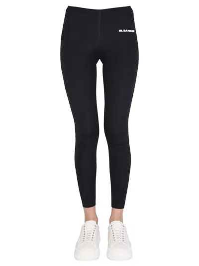 Jil Sander Logo-print High-waist Leggings In Black