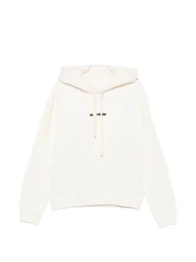 Jil Sander Logo-print Drawstring Hoodie In White