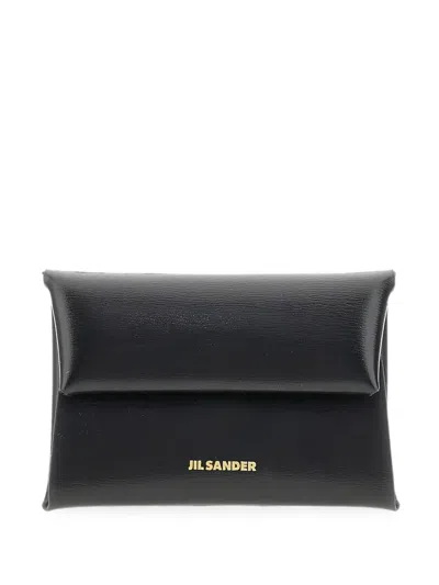 Jil Sander Logo-print Leather Folded Coin Purse In Orange