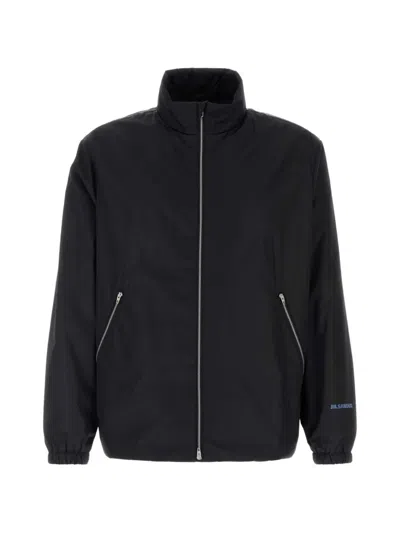 Jil Sander Zip-up Jacket With Logo Print In Blue