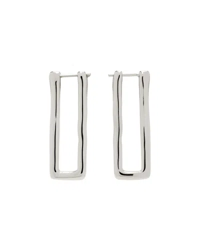 Jil Sander Silver Long Angular Earrings In 042 Silver