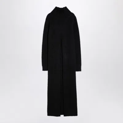 Jil Sander Long Black Alpaca Turtleneck Dress