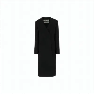 Jil Sander Long Black Cashmere Coat With Minimalist Design