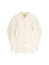 Jil Sander Long Ribbed Wool Cardigan In Chalk
