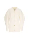 Jil Sander Long Ribbed Wool Cardigan In Cream