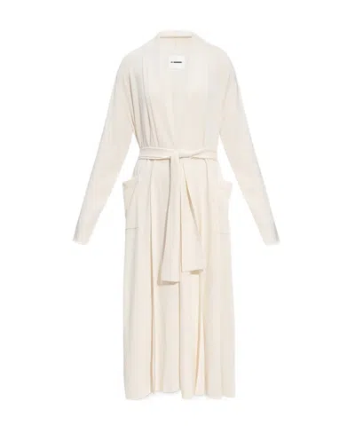 Jil Sander Long Cashmere Cardigan In White