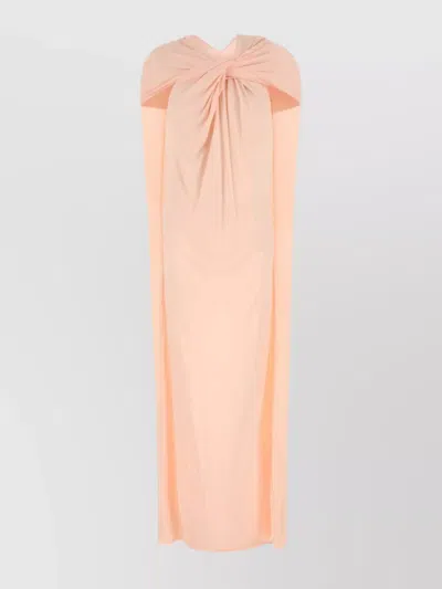 JIL SANDER LONG DRAPED CREPE DRESS
