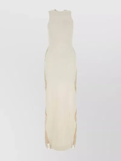 Jil Sander Long Dress With Back Slit And Side Lace-up In Neutral