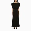 JIL SANDER LONG DRESS WITH BLACK RUFFLES