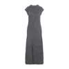 Jil Sander Long Dress With Cap Sleeves And Wool Blend In Gray