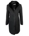 Jil Sander Long Faux Fur Coat In Black Wool And Angora In Black