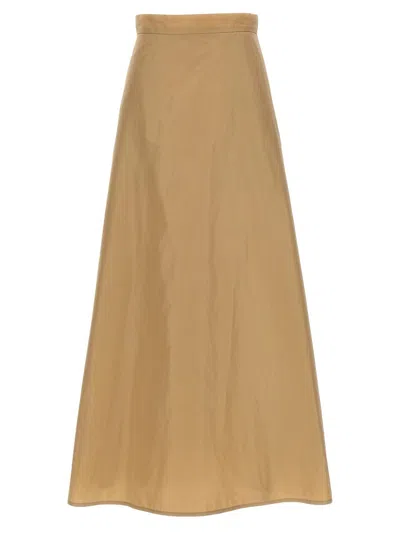 Jil Sander Long Flared Skirt In Beige