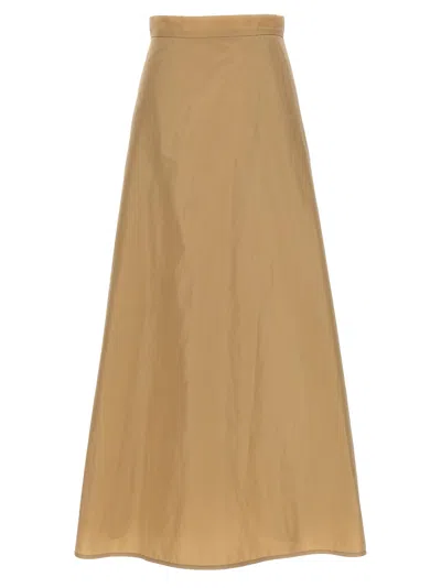Jil Sander Long Flared Skirt In Brown