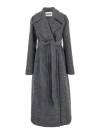 Jil Sander Long Grey Coat With Belt In Wool Blend Woman In Grey