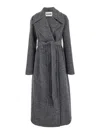 Jil Sander Long Grey Coat With Belt In Grey