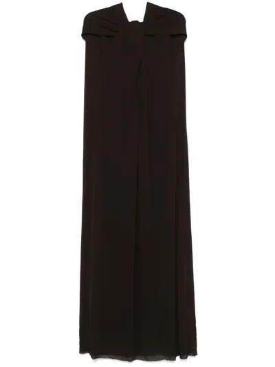 Jil Sander Long Jersey Dress In Brown