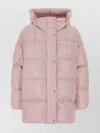Jil Sander Long Nylon Down Jacket With Drawstring Hood In Purple
