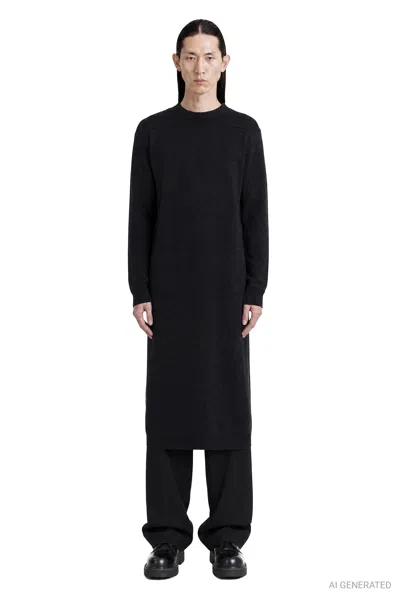 Jil Sander Long Padded Wool Dress In Blue