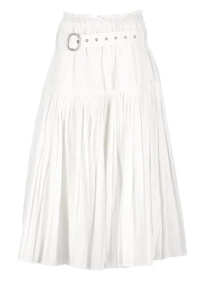 Jil Sander Long Pleated Skirt In White