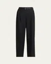 Jil Sander Long Pleated Wide Leg Wool Pants In Black