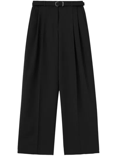 Jil Sander Long Relaxed Wide Leg Pleated Pant In Black