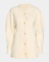 Jil Sander Long Ribbed Wool Cardigan In Chalk