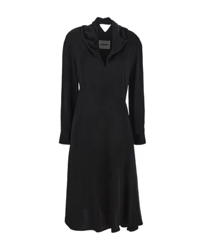 Jil Sander Long-sleeve A-line Dress In Black
