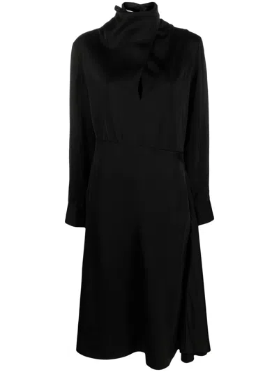 Jil Sander Long-sleeve A-line Dress In Schwarz