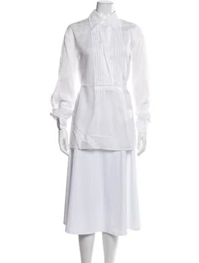 Pre-owned Jil Sander Long Sleeve Blouse In Green/white