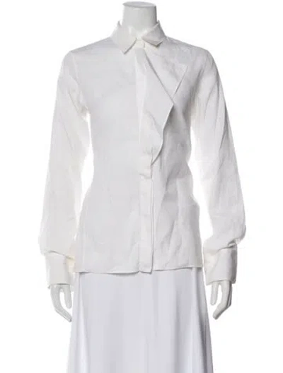Pre-owned Jil Sander Long Sleeve Blouse In White